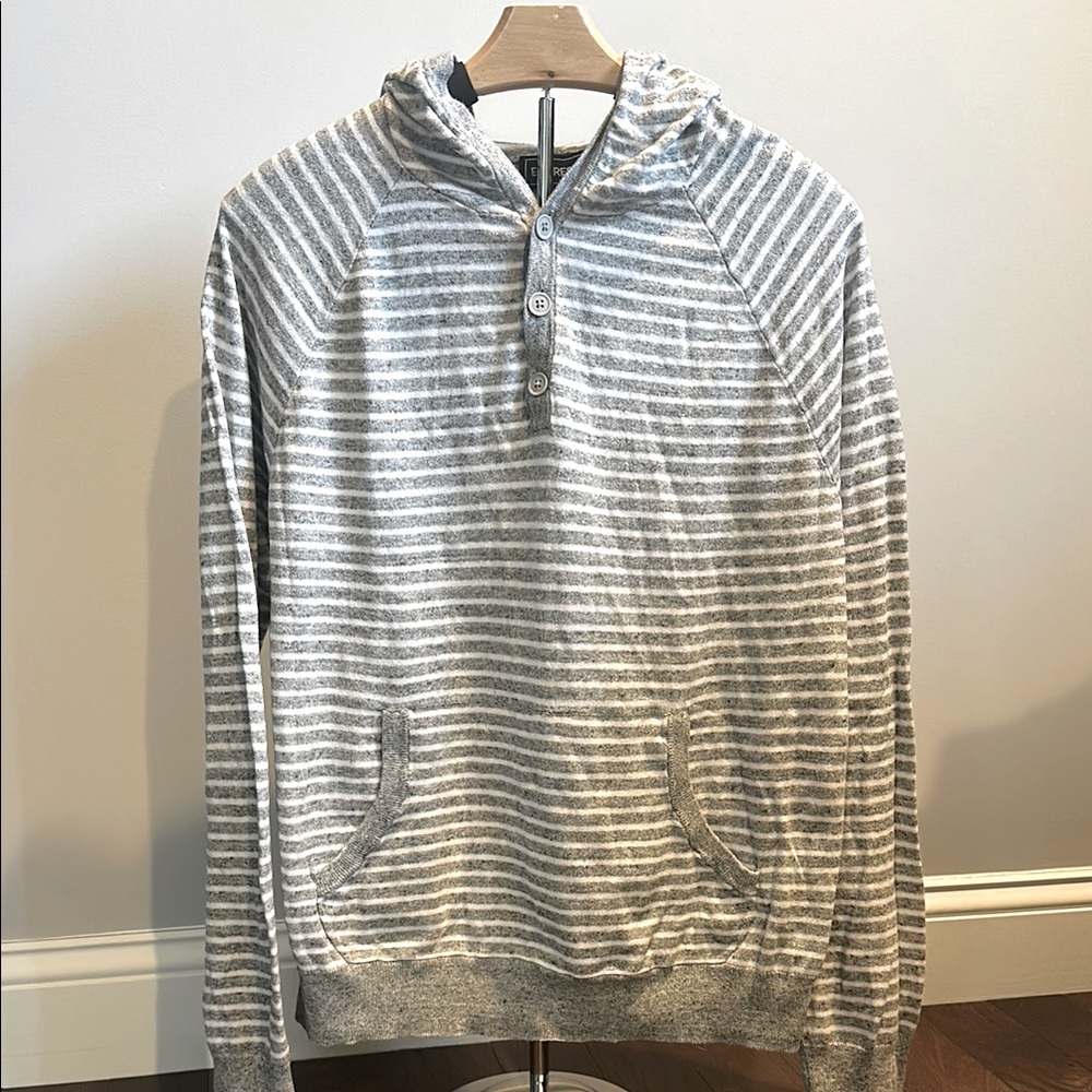 Gray Striped Men's Cotton Hoodie
